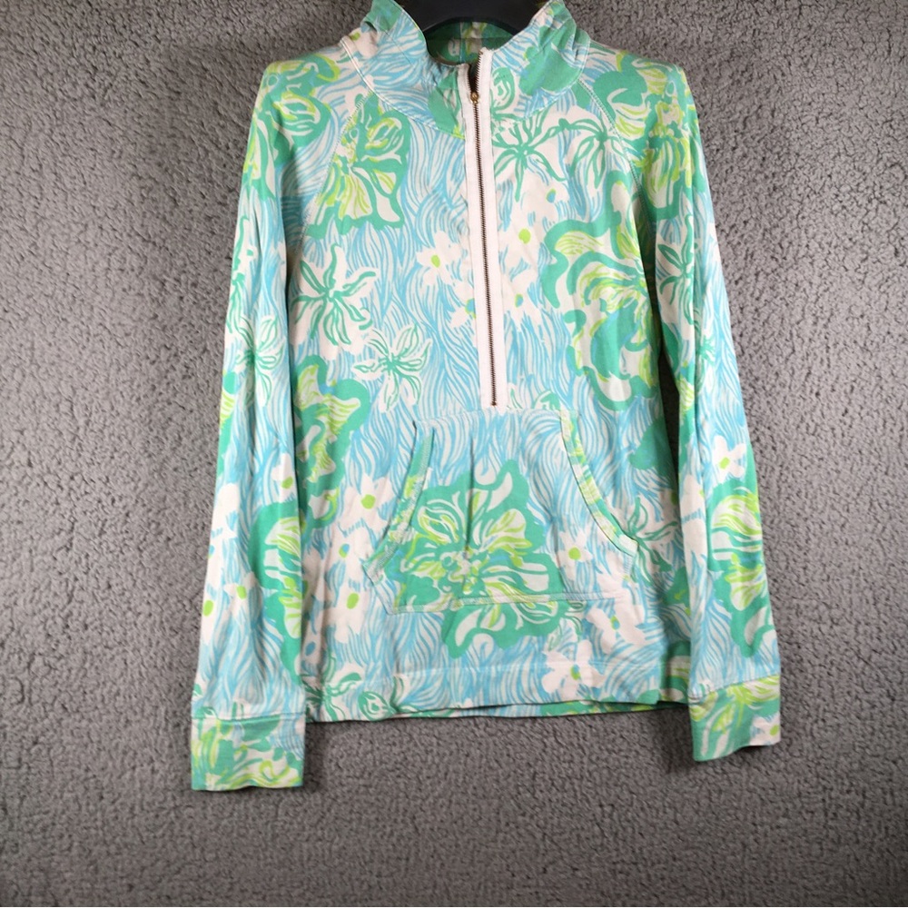 Lilly Pulitzer Popover Womens Size Small Green Skipper Pullover Quarter Zip - Picture 1 of 12